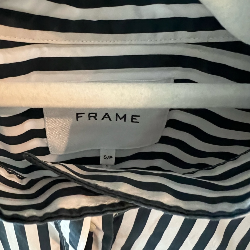 FRAME Black and White Striped Shirt